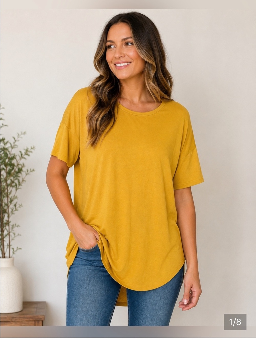 LuLaRoe Mustard Short Sleeve Oversized Tee